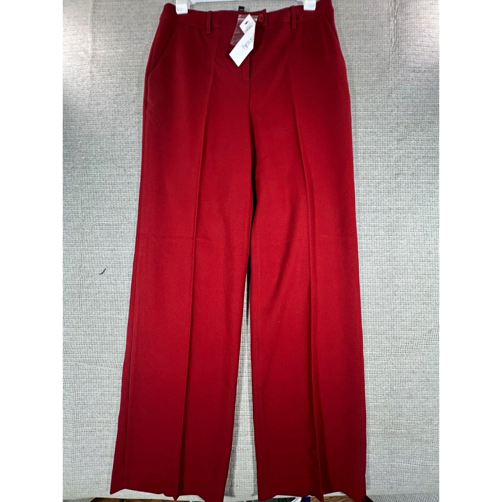Long Tall Sally Women's Double Faced Wide-Leg Dress Pants Dark Red Sz 10